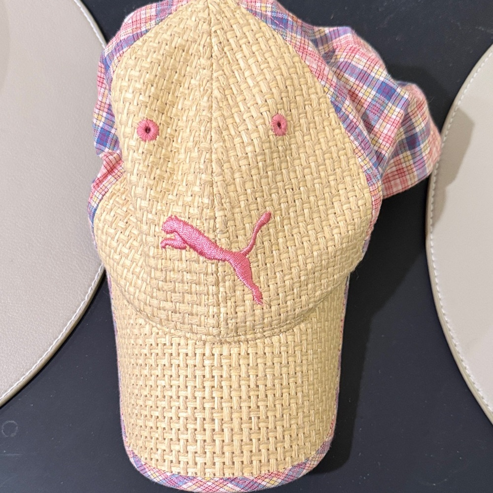 Puma Beige and Pink Plaid Cap
